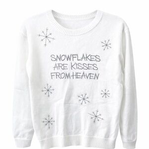 Snowflakes Are Kisses From Heaven Christmas Snowflake Sweater White Womens L